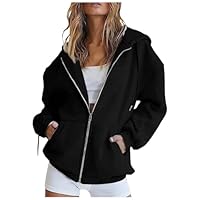 ZLQRSSWK Hoodie Damen Sweatjacke Kapuzenjacke Herbst Winter Lang Sweatshirt Kapuzenpullover Mit Kapuze Reißverschluss Mantel Oversize Pullover Zipper Sweatshirtjacke Oberteile (Schwarz,M)