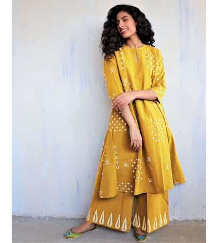 Image of GoSriKi Women Kurta Set | Rayon Viscose Printed A Line Kurta with Pant | Ethnic Wear for Women | Indian Casual Office Daily Summer Outfit