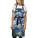 FVFV Van Gogh Star Night Paint Delantal de Cocina Cuello Ajustable Delantales con 2 Bolsillos Cocinero Camarero Chefs Delantal para Mujeres Hombres