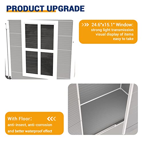 Udpatio Outdoor Storage Shed 5X3 Ft, Resin Garden Shed For Bike, Garbage Can, Tool, Outside Sheds & Outdoor Storage Plastic Storage Box With Lockable Door For Backyard, Patio, Lawn, Grey & White #TOP7