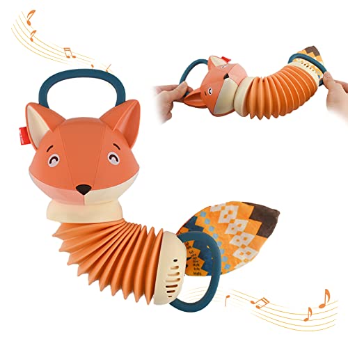 Coriver Musicales Juguetes Bebes 6-12 Meses, Juguetes Acordeón Fox para Bebé con 10+ Efectos de Sonido, Juegos Regalos para Niños Niñas Pequeños de 1 2 3 años