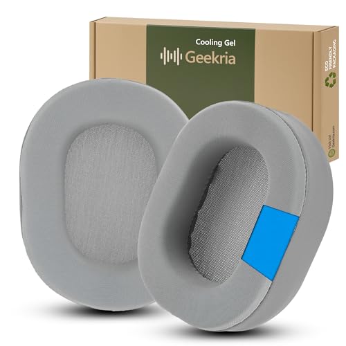 Almohadillas de repuesto con gel refrigerante para auriculares Corsair HS65, HS55 de Geekria (gris) miniatura 1