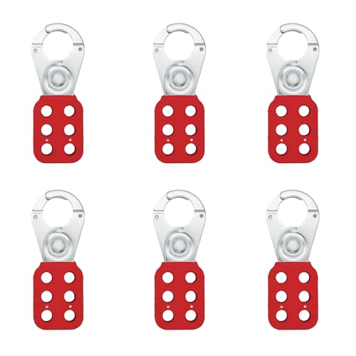 SAWISPHY Lock Out Tag Out Hasps for Padlock Lockout Tagout Devices 1 inch Jaw Diameter Loto Safety Steel Hasp (4, Red)