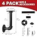 4 Pack Shelf Brackets for 7-14 in Floating Wooden Board Pipe Shelf Brackets, Heavy Duty Pipe Shelving Bracket, L Industrial Shelving Brackets, Shelves Bracket, Black