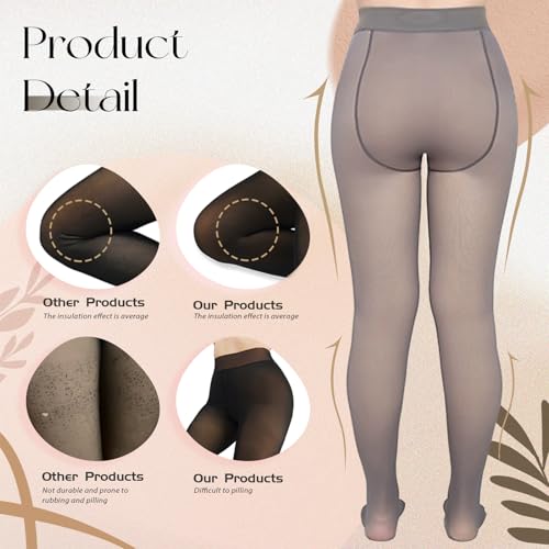 Image of Caprilite Plus Size Fleece Lined Tights - Winter Fake Translucent Warm Sheer Thermal Thick Pantyhose Tights for Women