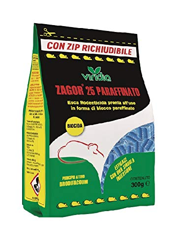 viridia Esca Zagor 25 paraffinato gr.300 Veleno per Topi topicida con Busta richiudibile