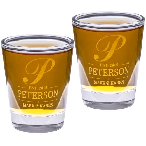 Gifts Inscribed Personalized Shot Glasses Set of 2 – Groomsmen Glasses Drinking Set – Custom Drinking Glasses – Engraved Shot Glass Gifts for Men, Wedding, Best Man, Anniversary
