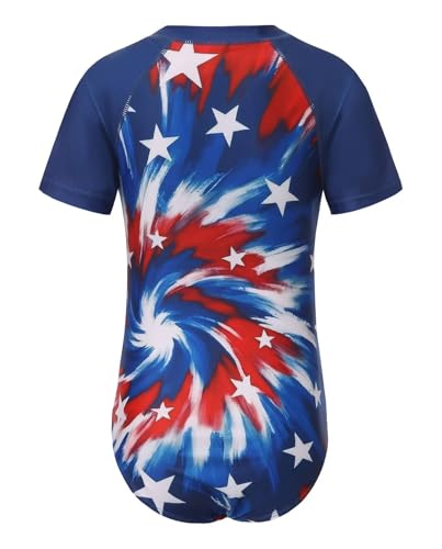 Image of Girls One Piece Rash Guard Swimsuits for Kids Girls Short Sleeve Bathing Suits with Front Zipper Swimwear 3-16 Years