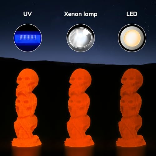 Image of AMOLEN 3D PLA Printer Filament, 1.75mm Glow in The Dark Orange PLA Filament for 3D Printing, Best with UV Lamps, 1kg Spool (2.2lbs), Dimensional Accuracy + /- 0.02 mm, Fit Most FDM 3D Printers