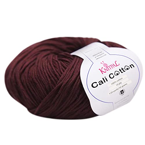 KnitPal - 100% Cotton DK Weight Yarn in Jewel Tone Color, 10 Balls (1200 yards/500 Grams), Jewel Tone Colors (Chocolate Brown)