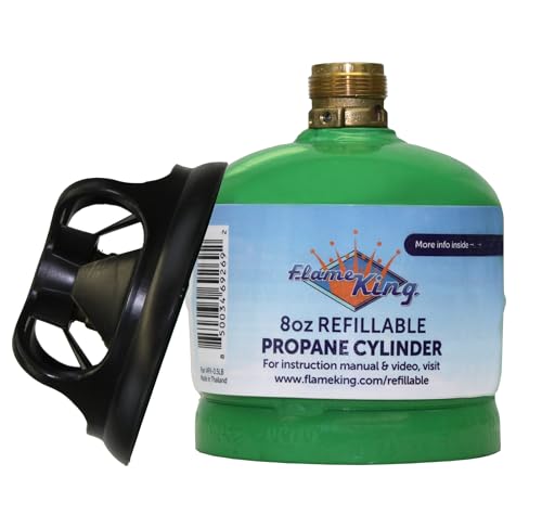 Flame King 1/2LB Propane Tank, Refillable and Empty Cylinder for Small Propane Lamps, Lanterns and Camp Stoves by Flame King - Used condition - US$18.23