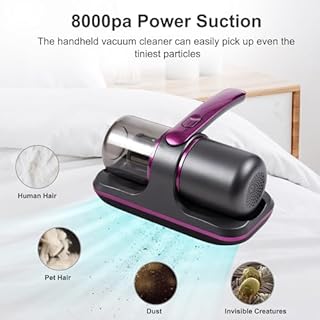 Puresleepy Pro Handheld Vacuum - 8000Pa UV-C Deep Dust Cleaner with 6 Filters for Bed, Sofa & Pet Hair blue