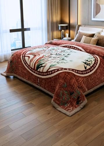 Image of Signature Exclusive Supersoft Luxury Heavy Winter Double Ply Double Bed Mink Blanket - 4.5 kg | 100% Polyester | 2.10 m x 2.40 m | Royal Luxe Comfort for Extreme Cold (Bamboo Bliss)