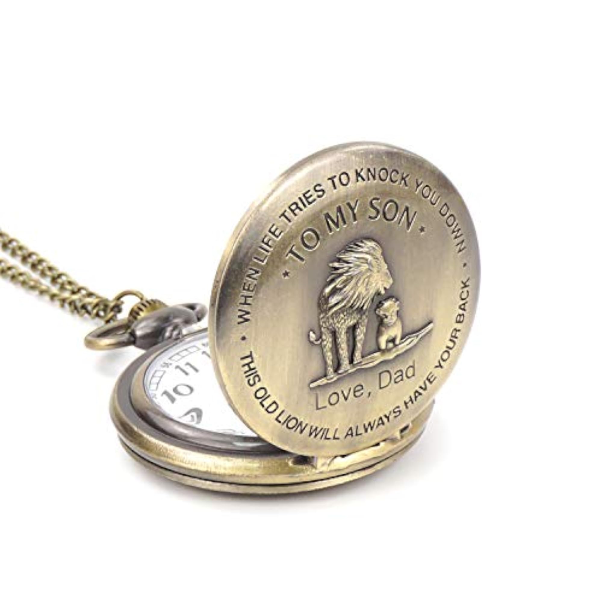 Engraved Pocket Watch Gift for Son from Dad, Birthday Memories