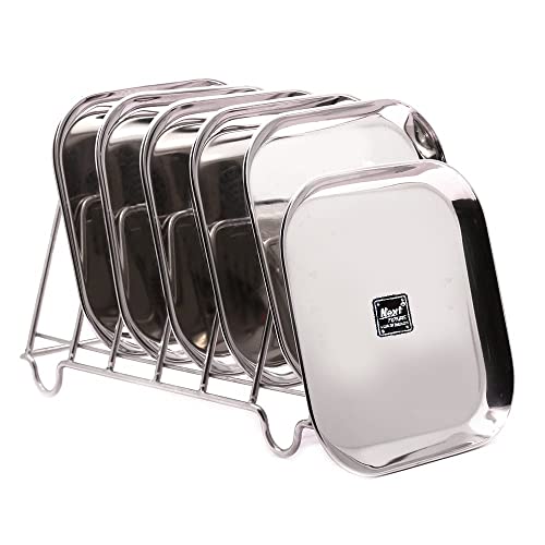 Image of Next Future Stainless Steel Breakfast /Lunch /Dinner Plate Set of 6 with High Shiny Polish (Heavy Gauge) Medium Size Square Plates - Diameter: 8 Inches / 21 cms