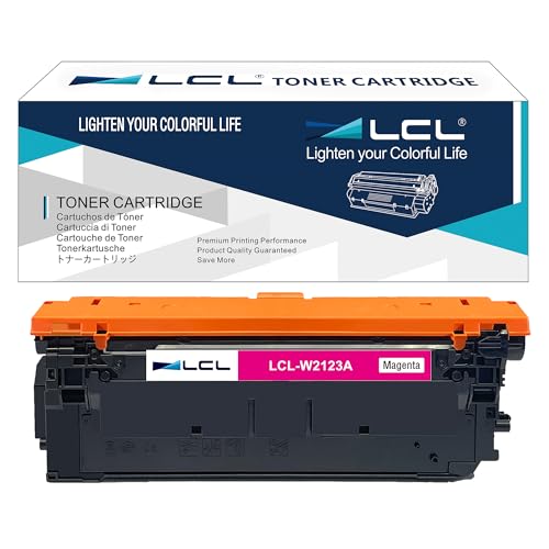 LCL W2123A WITH CHIP Toner Cartridge Replacement for HP 212A W2123A for HP color laserjet enterprise M554 M554dn M555dn M555x MFP M578 M578f M578dn M578c M578z Printer (1 Magenta)