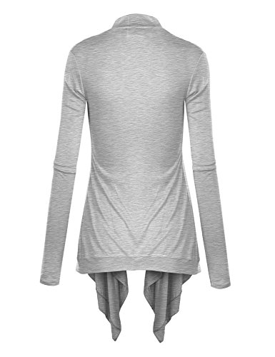 Image of Lock and Love Women's Draped Front Open Asymmetrical Cardigan - Casual Long Sleeve Lightweight Duster