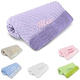 Personalized Newborn Swaddle Blanket with Name & Date - Gender Neutral Essentials for Newborn, Soft and Comfy Receiving Blanket, for New Parents - Blue, 40x27 (Purple)
