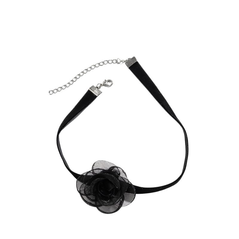 fizzoqi Women's Velvet Choker Necklace with Flower Shaped and Adjustable Chain Closure-picture-10