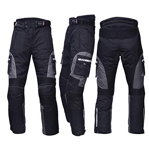 NORMAN Motorbike Motorcycle Waterproof Cordura Textile Trousers Pants Armours Reflector Black/Grey (M)