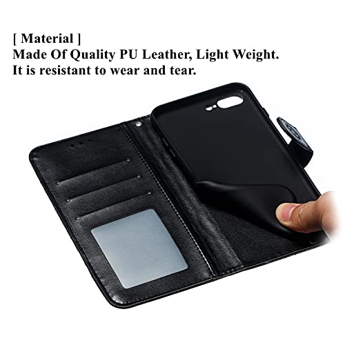 Étui pour iPhone 7 Plus iPhone 8 Plus cuir noir portefeuille
