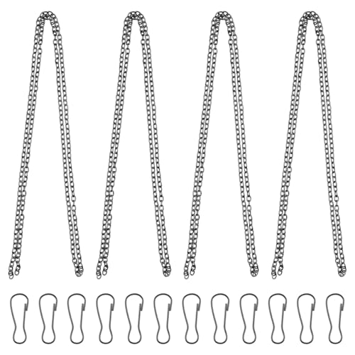 Image of Picture Hanging Kit with 4Pcs 1M Picture Hanging Chains & 12Pcs Hooks, Heavy Duty Metal Display Chain for Photo Frames Artworks Mirror(Gunmetal Gray)