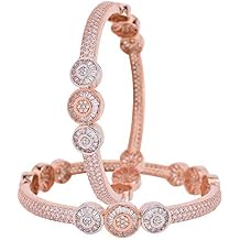 Ratnavali Jewels CZ Zirconia Rose Silver Tone Designer Wedding Women Bride Bollywood Bangles Kada Jewelry