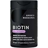 Sports Research® Biotin 5,000mcg with Organic Coconut Oil - Biotin (Vitamin B7) for Healthy Skin and Hair Support* - for Women and Men - Vegan, Non-GMO, Gluten & Soy-Free - 30 Veggie Softgels