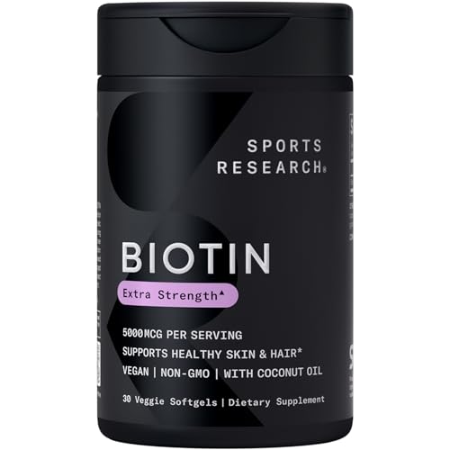 Image of Sports Research Biotin 5,000mcg w /Coconut Oil, 30 Count Plantgels