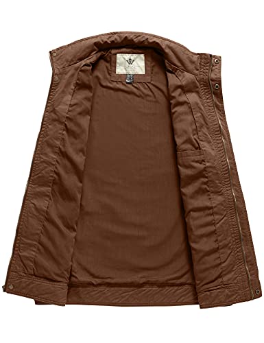 WenVen Men's Casual Washed Cotton Military Jacket