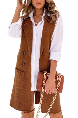 Womens Long Sweater Vest Sleeveless Fall Winter Cardigan Jackets Outerwear Vests
