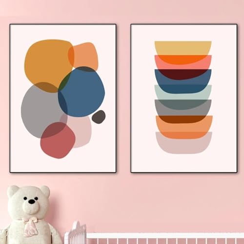 Tableau peinture nordique pour chambre bébé et enfant décoration géométrique 40x60cm