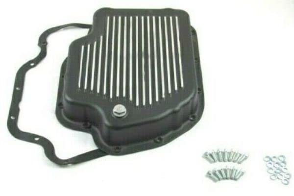 Aluminum Finned Transmission Pan for GM Turbo 400 Black