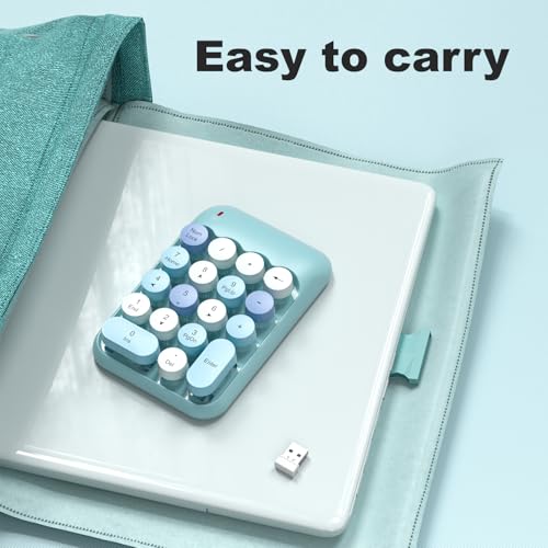 Image of MOFII Wireless Number Pads - Blue Numeric Keypad 18 Keys USB 2.4G Round Keycap Colorful Extensions Keypads, Financial Accounting Portable Numpad 10 Key for Laptop /PC /Notebook /Surface Pro