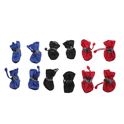 HOLIDYOYO Waterproof Dog Boots Set of 3 Straps Easy-on Warm Comfortable for Rainy Days