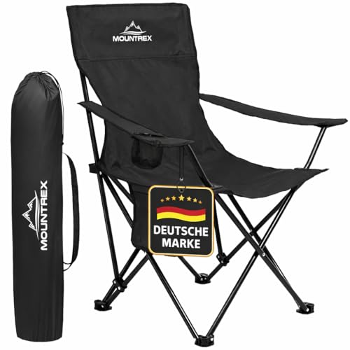 MOUNTREX Campingstuhl Faltbar (bis 120kg) - Klappstuhl mit Verstellbare Armlehne - Anglerstuhl, Strâ€¦ – Miniatur