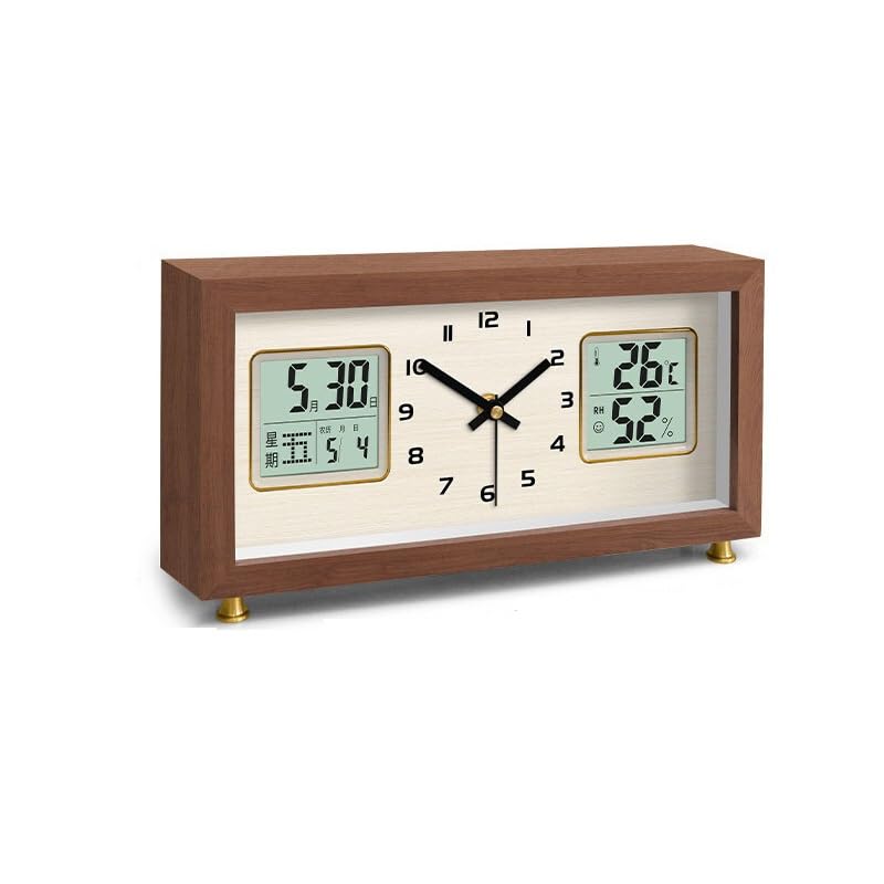 Reloj de mesa retro vintage: reloj de madera maciza para escritorio y hogar 1