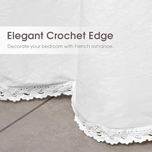 Fullsize18dropwhitedustrufflecrochetedgelacelightweightallcottonfrenchcoutrystyleruffledbedskirtwithsplitcornerseasyfitandsoft Urban Country Home Decor Full size 18 drop white dust ruffle crochet edge lace lightweight all cotton french coutry style ruffled bed skirt with split corners easy fit and soft urban country home decor