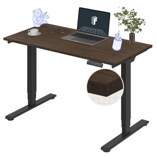 Image of FLEXISPOT E6 Bamboo 3-Stage Dual Motor Electric Standing Desk 48 x 24 Sit Stand Up Desk, Holds 220 lbs, Adjustable Height w /Memory Presets, Solid Walnut Bamboo Desktop & Black Frame, Ships in 2 Boxes