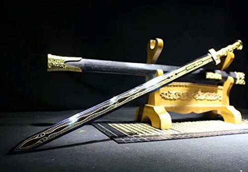 Han Jian,Hand Forged(High Carbon Steel Etch Blade,Alloy Handle) Heat Tempered.chinese Sword #TOP6