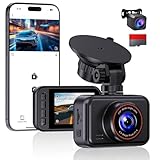 Dash Cam Front and Rear Camera, 1440P+1080P QHD Dual Channel Dashcam for Cars, Mini Car Camera, 2 inch IPS Screen, 32GB Card Included, WDR Night Vision, 24 Hours Parking Monitor, G-Sensor