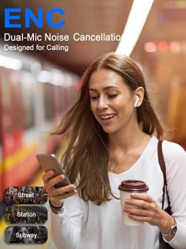 GCBIG Wireless Earbuds, Bluetooth 5.3 Headphones in Ear, 25H Playtime Wireless Earphones with 4 Mics, IP7 Waterproof Bluetooth Earbuds, ENC Clear Call, Hi-Fi Stereo Sound, Touch Control, USB-C, Pink