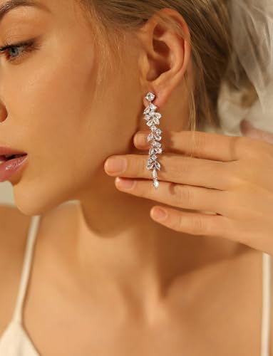 Clip on Earrings for Women Cubic Zirconia Long Tassel Dangle Drop Earrings Non Pierced Earrings for Women Jewelry Gifts Wedding Party4