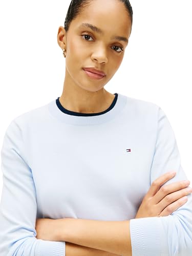 Tommy Hilfiger Damen CO Jersey Stitch C-NK LS SWT WW0WW44984, Blue (Breezy Blue), XXS EU 3