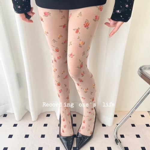 Image of Benefeet Sox Women Sheer Tights Floral Patterned Sheer Nylon Pantyhose