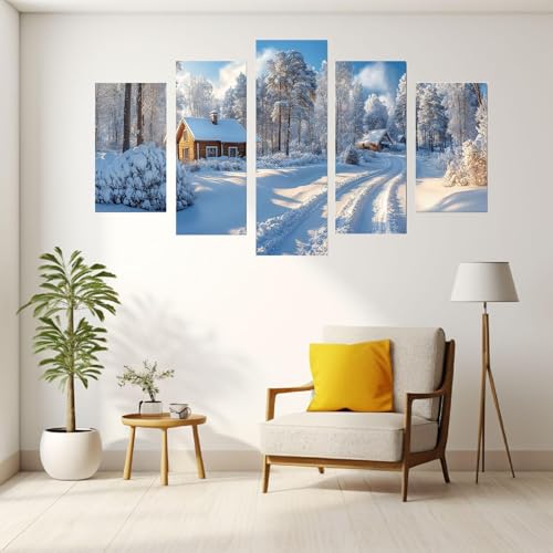 Impression sur Toile Arbres d’Hiver en Forêt Tableau Décoration Murale - 2