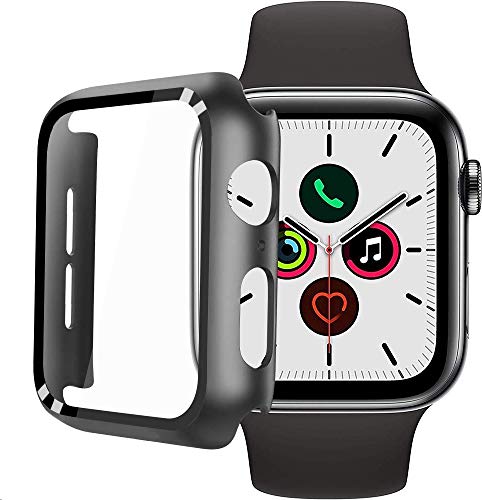 FANIER Hard Case for Apple Watch Series 5 / Series 4 44mm with Built-in Tempered Glass Screen Protector [ Waterproof] [3D Full Coverage] All Around Cover Bumper Case for iwatch 44mm Series 4/5