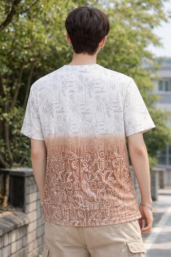 Image of London Hills Men's Cotton Printed Ombre Gradient T-Shirt | Loose Fit Casual Wear | Short Sleeve Crew Neck | Soft Breathable Fabric for Daily & Streetwear Use