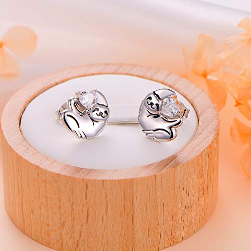 925 Sterling Silver Cute Animal Sloth Heart Earrings Bracelet Ring Pendant Necklace Gift for Women Teen Girls3