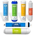 Express Water – 6 Month Deionization Reverse Osmosis System Replacement Filter Set – 6 Filters with 100 GPD RO Membrane – 10 inch Size Water Filters